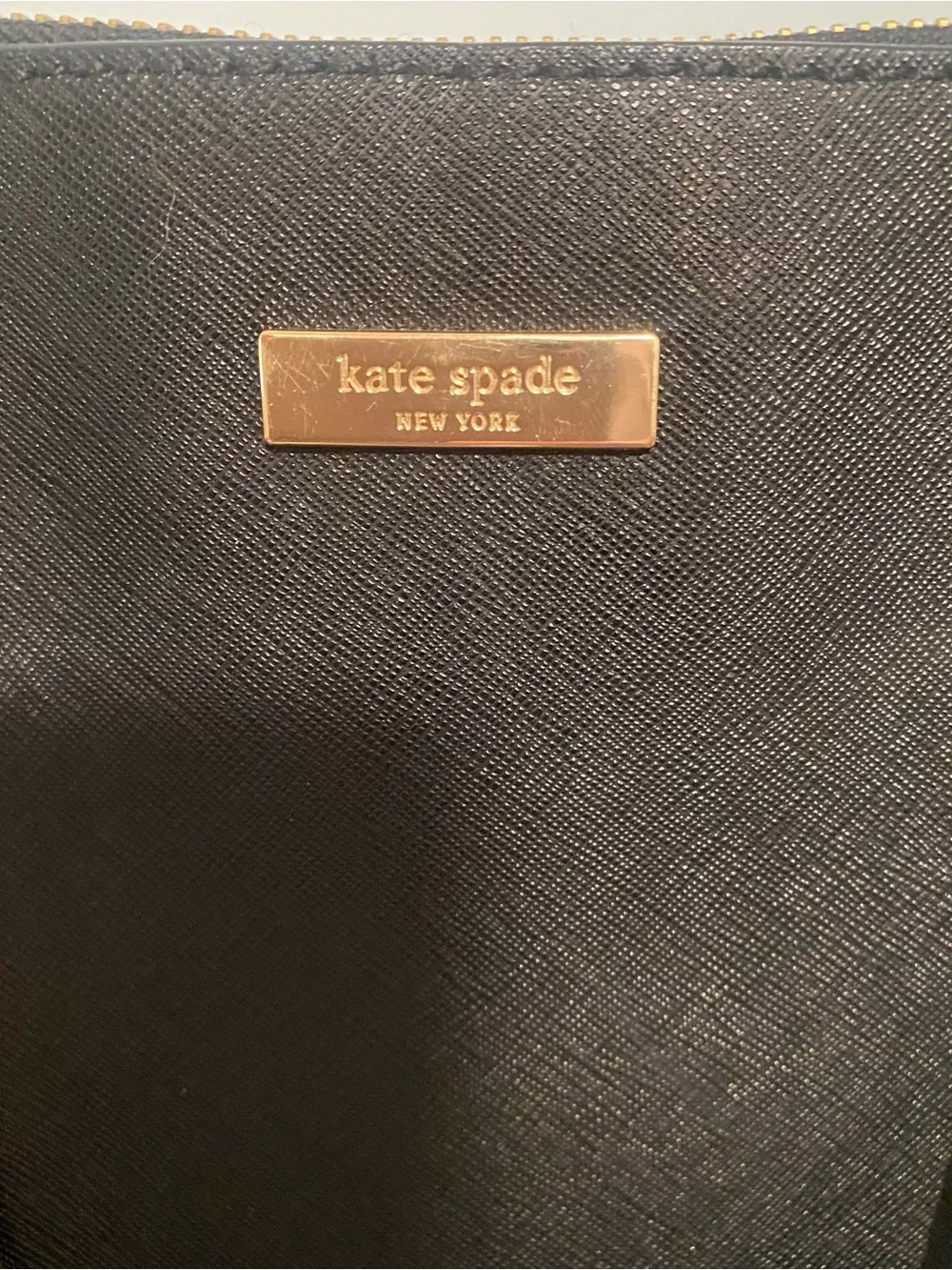 kate spade Black Leather Tote with Gold Hardware